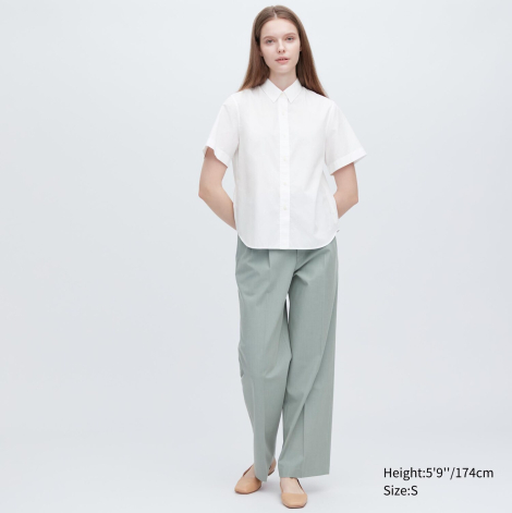 Женская рубашка UNIQLO с коротким рукавом 1159786551 (Белый, M)