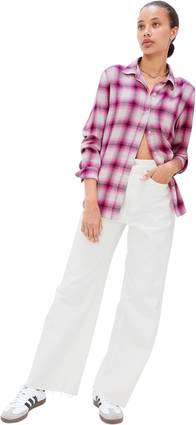 Женская фланелевая рубашка Gap в клетку 1159788432 (Розовый, S)