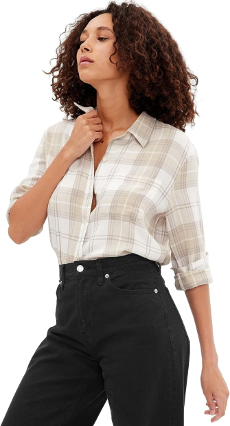 Женская фланелевая рубашка Gap в клетку 1159788959 (Бежевый, XL)