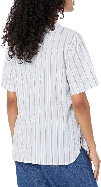 Женская рубашка в полоску Tommy Hilfiger с коротким рукавом 1159791749 (Голубой, L)