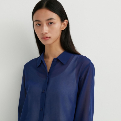 Легкая полупрозрачная рубашка Uniqlo 1159794531 (Синий, L)
