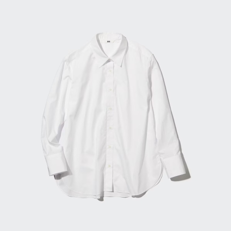 Хлопковая рубашка UNIQLO  с длинным рукавом 1159795626 (Белый, XL)