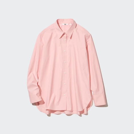 Хлопковая рубашка UNIQLO  с длинным рукавом 1159798911 (Розовый, XS)