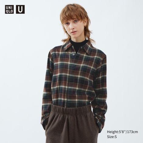 Фланелевая рубашка в клетку UNIQLO 1159797492 (Коричневый, XS)