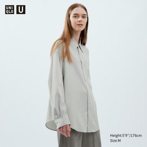 Легкая женская рубашка Uniqlo 1159797494 (Зеленый, L)