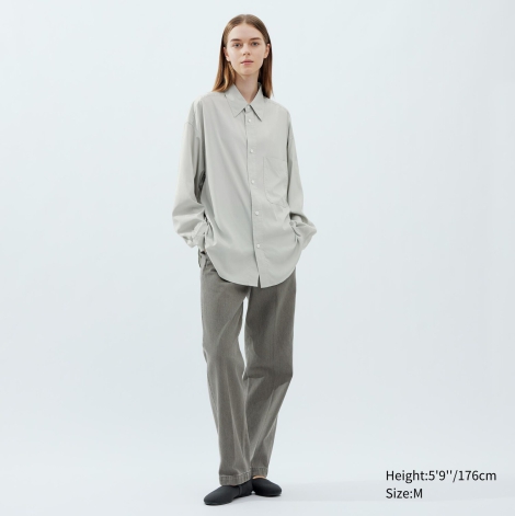 Легкая женская рубашка Uniqlo 1159797494 (Зеленый, L)