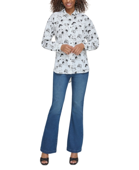 Женская легкая оверсайз рубашка на пуговицах Karl Lagerfeld 1159807321 (Белый, L)