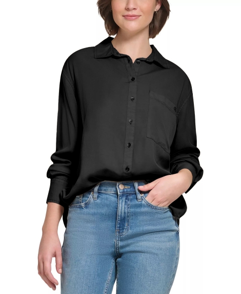 Жіноча сорочка Calvin Klein з ґудзиками 1159807663 (Чорний, XL)