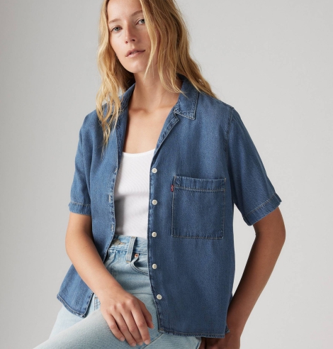 Женская рубашка Levi's с коротким рукавом 1159817795 (Синий S)