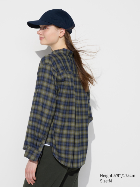 Фланелева сорочка Uniqlo в клітинку 1159831136 (Синій/Зелений S)