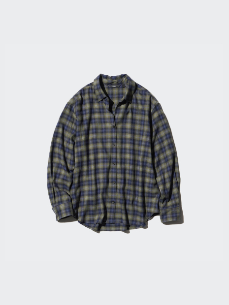 Фланелева сорочка Uniqlo в клітинку 1159831136 (Синій/Зелений S)