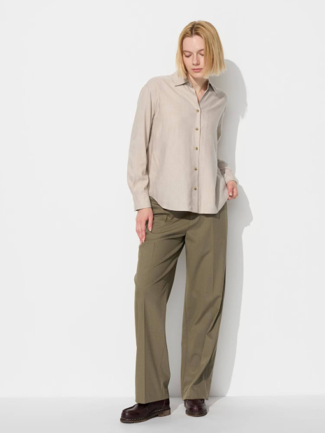 Женская фланелевая рубашка Uniqlo 1159833066 (Бежевый M)
