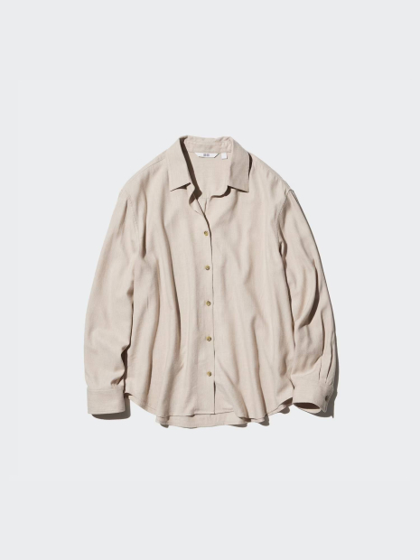 Женская фланелевая рубашка Uniqlo 1159833066 (Бежевый M)