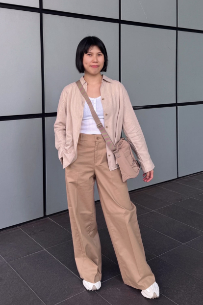 Женская фланелевая рубашка Uniqlo 1159833066 (Бежевый M)