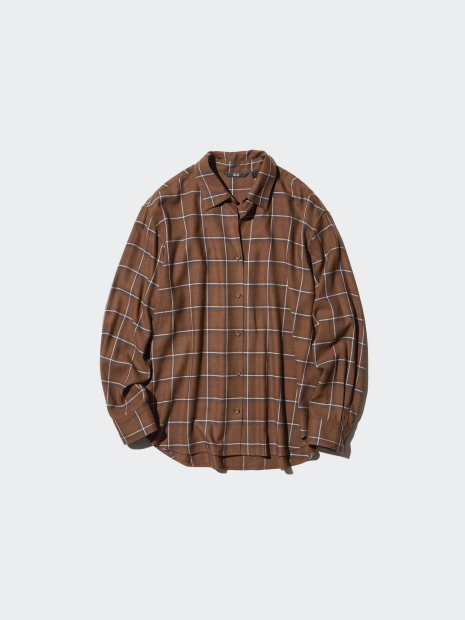 Женская фланелевая рубашка Uniqlo в клетку 1159833069 (Коричневый XXL)