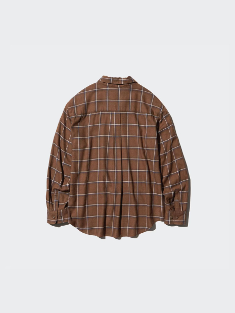 Женская фланелевая рубашка Uniqlo в клетку 1159833069 (Коричневый XXL)