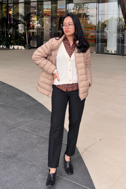 Женская фланелевая рубашка Uniqlo в клетку 1159833069 (Коричневый XXL)