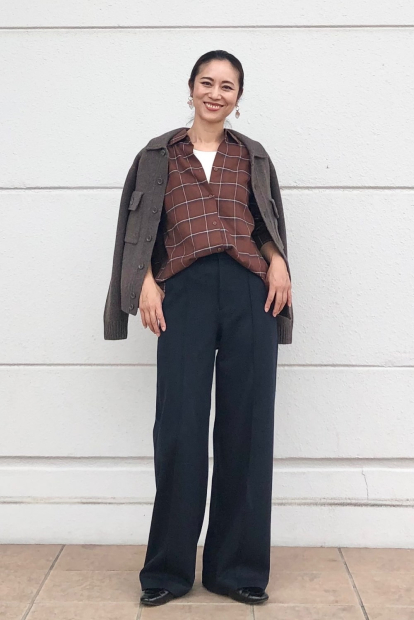 Женская фланелевая рубашка Uniqlo в клетку 1159833069 (Коричневый XXL)