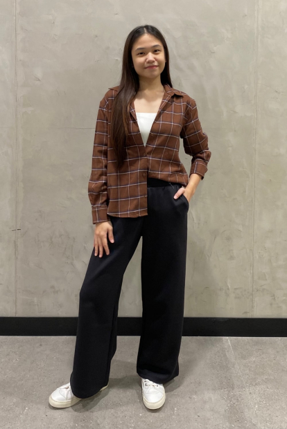 Женская фланелевая рубашка Uniqlo в клетку 1159833069 (Коричневый XXL)