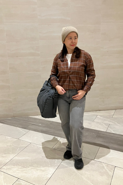 Женская фланелевая рубашка Uniqlo в клетку 1159833069 (Коричневый XXL)