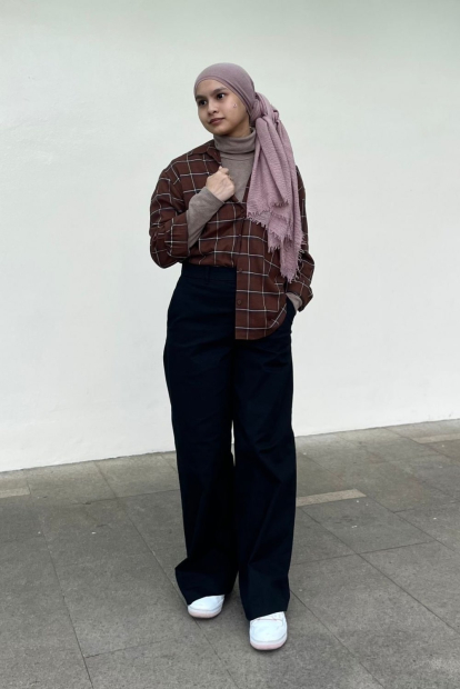 Женская фланелевая рубашка Uniqlo в клетку 1159833069 (Коричневый XXL)