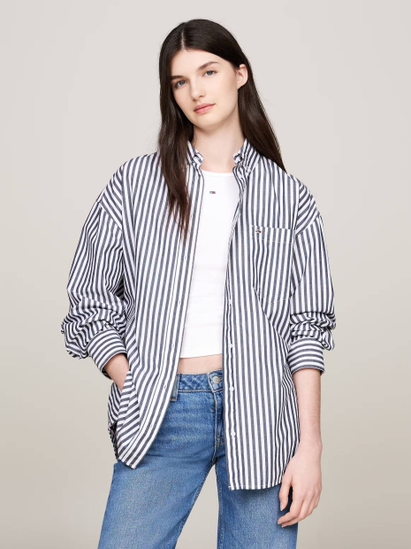 Жіноча сорочка Tommy Hilfiger в смужку 1159834303 (Білий XS)