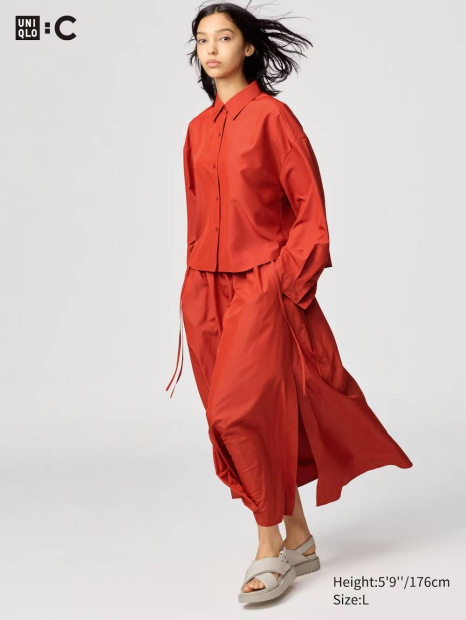 Легка сорочка UNIQLO на гудзиках 1159835427 (Помаранчевий M)