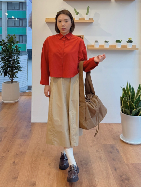 Легка сорочка UNIQLO на гудзиках 1159835427 (Помаранчевий M)