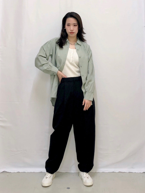 Легкая женская рубашка Uniqlo из льняной смеси 1159836994 (Зеленый S)