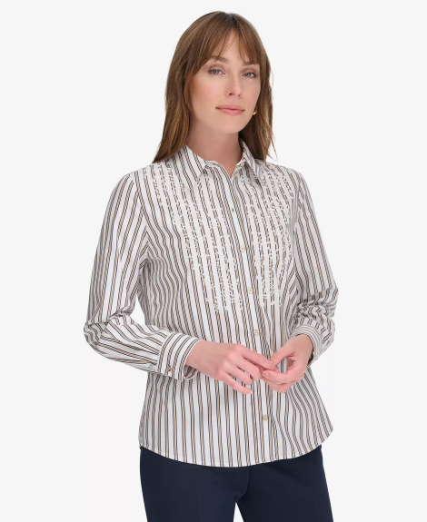 Женская рубашка Tommy Hilfiger в полоску 1159837242 (Белый XL)