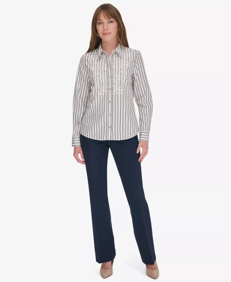 Женская рубашка Tommy Hilfiger в полоску 1159837242 (Белый XL)