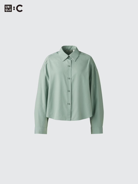 Легка сорочка UNIQLO на ґудзиках 1159837440 (Зелений S)
