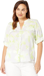 Женская блузка Calvin Klein легкая рубашка на пуговицах 1159778823 (Салатовый/Серый, L)