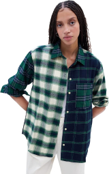Женская фланелевая рубашка Gap в клетку 1159807591 (Зеленый, S)
