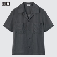 Легкая полупрозрачная рубашка Uniqlo с короткими рукавами 1159786282 (Серый, XS)