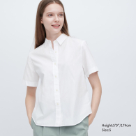 Женская рубашка UNIQLO с коротким рукавом 1159786761 (Белый, XS)