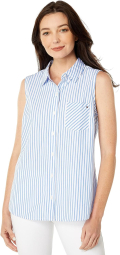 Женская рубашка в полоску Tommy Hilfiger без рукавов 1159787201 (Белый, 3X)