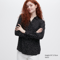 Женская легкая рубашка Uniqlo блуза в горошек 1159788222 (Черный, L)
