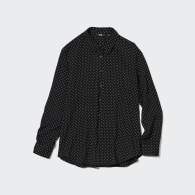 Женская легкая рубашка Uniqlo блуза в горошек 1159788222 (Черный, L)