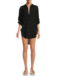 Женская легкая рубашка на пуговицах Calvin Klein пляжная 1159791346 (Черный, XL)