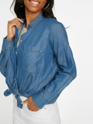 Женская легкая рубашка Guess на пуговицах 1159791577 (Синий, M)