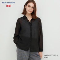Легкая полупрозрачная рубашка Uniqlo 1159795273 (Черный, M)