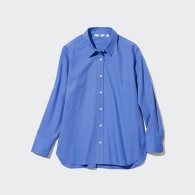 Хлопковая рубашка UNIQLO  с длинным рукавом 1159799158 (Голубой, S)