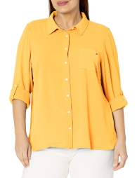 Женская легкая рубашка Tommy Hilfiger на пуговицах 1159805807 (Желтый, 0X)