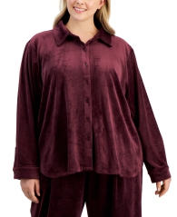 Женская велюровая рубашка Calvin Klein 1159806884 (Бордовый, 3X)