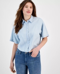 Женская укороченная рубашка Tommy Hilfiger 1159806952 (Голубой, M)