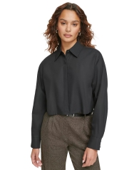 Женская рубашка укороченная Calvin Klein на пуговицах 1159808373 (Черный, S)