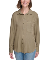 Calvin Klein Jeans Women's Long-Sleeve Boyfriend Shirt 1159808843 (Зелений, L)