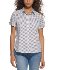 Женская рубашка с принтом Tommy Hilfiger с коротким рукавом 1159810333 (Белый, XS)