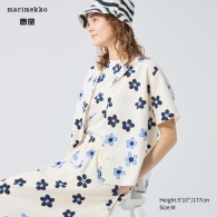 Женская льняная рубашка Uniqlo Marimekko с короткими рукавами 1159815822 (Молочный XS)